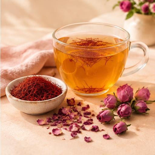 دمنوش زعفران و گل محمدی